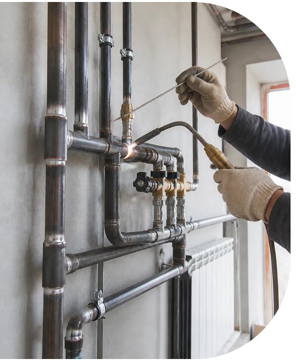Монтаж отопления из стальных труб для домов в Дивногорске